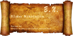 Blaho Nikoletta névjegykártya